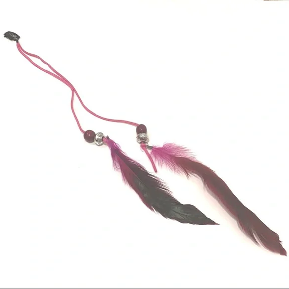 Bohemian Feather Tribal Hair Extensions Clip Pink - Picture 1 of 3